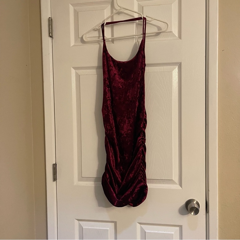 Backless Velvet Mini Dress